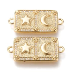 Dije conector luna estrella 31.5 mm baño oro / unidad 0