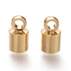 Terminal campana tapa cuero 3 mm baño de oro / par 0