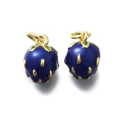 Dije colgante esmaltado mora fresa frutilla azul 11 mm baño oro / unidad 0