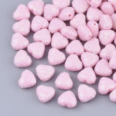 Cuentas plásticas con brillantina corazón estrella esfera / 24 uds 0
