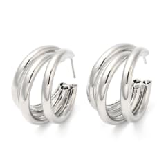 Aros aretes topo tipo C triple chunky 33 mm Baño platino / par 0