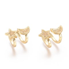 Ear cuff aros solitarios luna estrella baño de oro / unidad 0