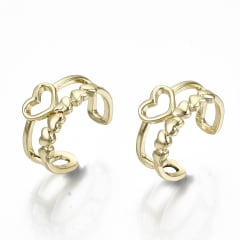 Ear cuff solitarios corazón doble 16 mm baño de oro / unidad 0