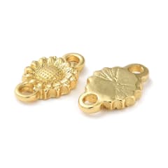 Dije conector flor margarita 18 mm baño oro / unidad 0