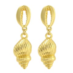 Aros topo topito concha de cauri mar caracol baño de oro / par 0