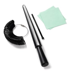 Kit Medidor Anillo Probador Dedos Paño mandril Limpiador Joyas / set 0