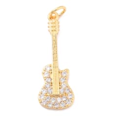 Dije colgante guitarra zircón baño de oro / unidad 0