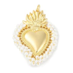 Maxi dije colgante sagrado corazón blanco 53 mm baño de oro / unidad 0