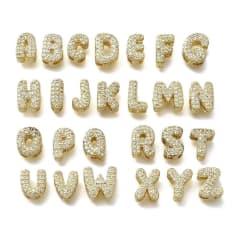 Letras pasadoras abecedario 9.5 mm baño oro zircón / unidad 0