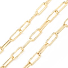 Cadena eslabón clip liso texturizado baño de oro / metro 0