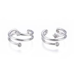 Ear cuff aros solitarios estrella zircon plateado / unidad 0