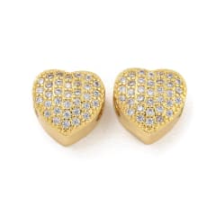 Pasador europeo charm corazón 12 mm zircón baño oro / unidad 0