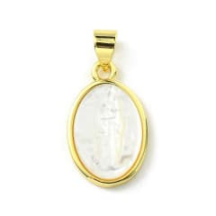 Dije colgante nácar virgen Chiquinquirá chinita baño oro / unidad 0