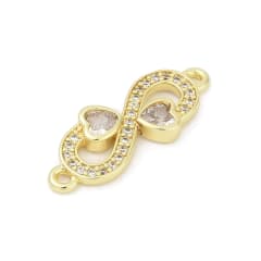 Dije conector infinito corazón 25.5 mm zircón baño oro / unidad 0