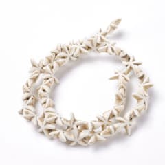 Cuenta pasadora estrella de mar piedra turquesa fósil blanca 0