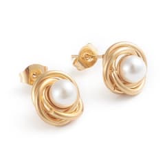 Aros topo topito nudo y perlas 11 mm acero / par 0