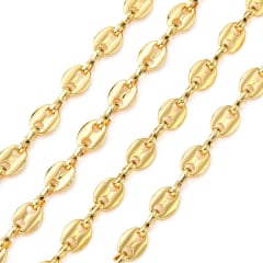 Cadena eslabón grano de café baño de oro / metro 0