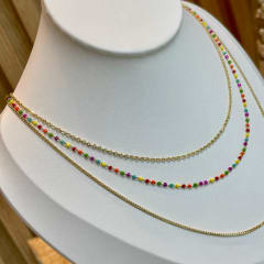 Collar 3 en 1 cristal multicolor baño de oro / unidad 0