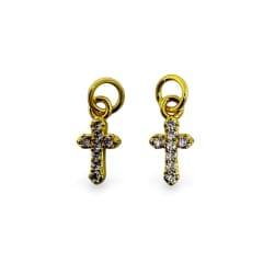 Dije colgante mini cruz 6x12 mm zircón baño de oro / unidad 0