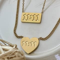 Collar 11:11 hora angelical magica acero / unidad 0