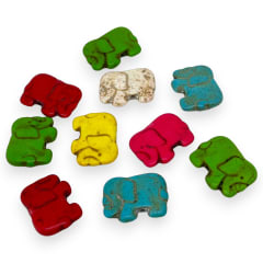 Cuenta pasadora elefante piedra turquesa fósil multicolor 0