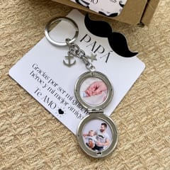 Llavero con relicario dos fotos personalizado para regalo papá / unidad 0