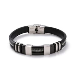 Pulsera caballero hombre cordón silicona 12.5 mm acero / unidad 0