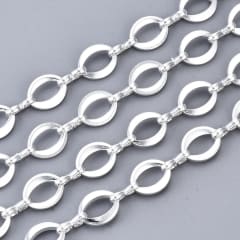 Cadena eslabón ovalado 9.5 mm baño de plata / metro 0