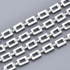 Cadena eslabón rectangular 6.5 mm baño de plata / metro 0