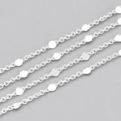 Cadena eslabón redondo plano 5x2 mm baño de plata / metro 0