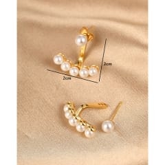 Aros topo topito perlas 20 mm baño de oro / par 1