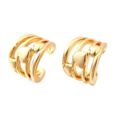 Ear cuff aros solitarios triple corazón 12 mm baño oro / unidad 0