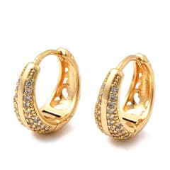 Aros argollas huggie bote línea lisa 16x15.5 mm zircón baño oro / par 0