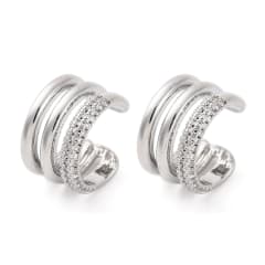 Ear cuff aros solitarios triple linea mixta baño platino zircón / unidad 0