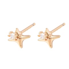 Aros topo topito estrella zircón 7x6 mm baño oro / par 0
