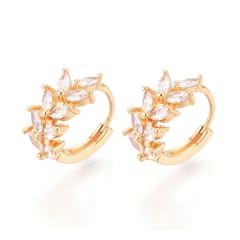 Aros argollas huggie hoja zircón 15 mm baño oro platino / par 0