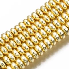 Cuenta hematita redonda plana 4x2 mm baño oro platino / tira 0