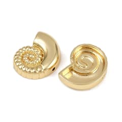 Dije pasador caracol mar 15 mm baño oro / unidad 0