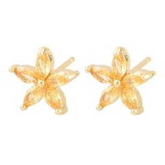 Aros topo topito flor jazmin 12 mm baño de oro / par 0