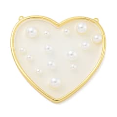 Maxi dije conector corazón resina perlas 49 mm baño de oro / unidad 0