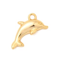 Dije colgante delfín 14 mm baño oro / unidad 0