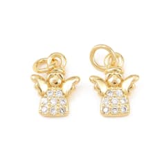 Dije colgante angel 12x9 mm baño oro zircón / unidad 0