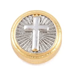Dije pasador círculo cruz relieve 10 mm baño oro platino / unidad 0