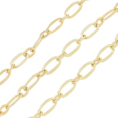 Cadena de eslabón ovalado texturizado 8x4 mm baño oro / metro 0