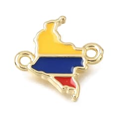 Dije conector esmaltado mapa de Colombia 13.5 mm baño oro / unidad 0