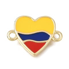 Dije conector esmaltado corazón Colombia 16 mm baño oro / unidad 0