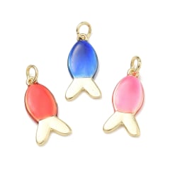 Dije colgante pez esmaltado 19.5 mm baño oro / unidad 0
