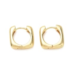 Aros argollas cuadradas puffy 16 mm baño de oro / par 0