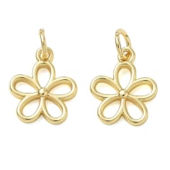 Dije colgante silueta flor 13 mm baño oro / unidad 0