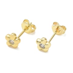 Aros topo topito flor punto de luz 6 mm baño oro / par 0